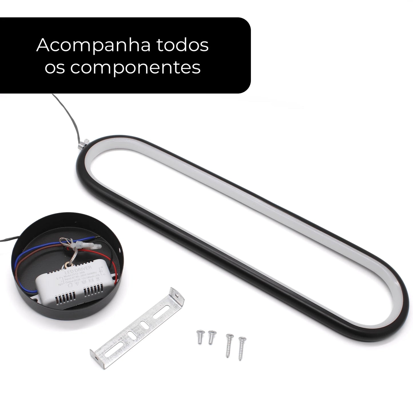 Pendente LED Preto PD50 Moderno Minimalista