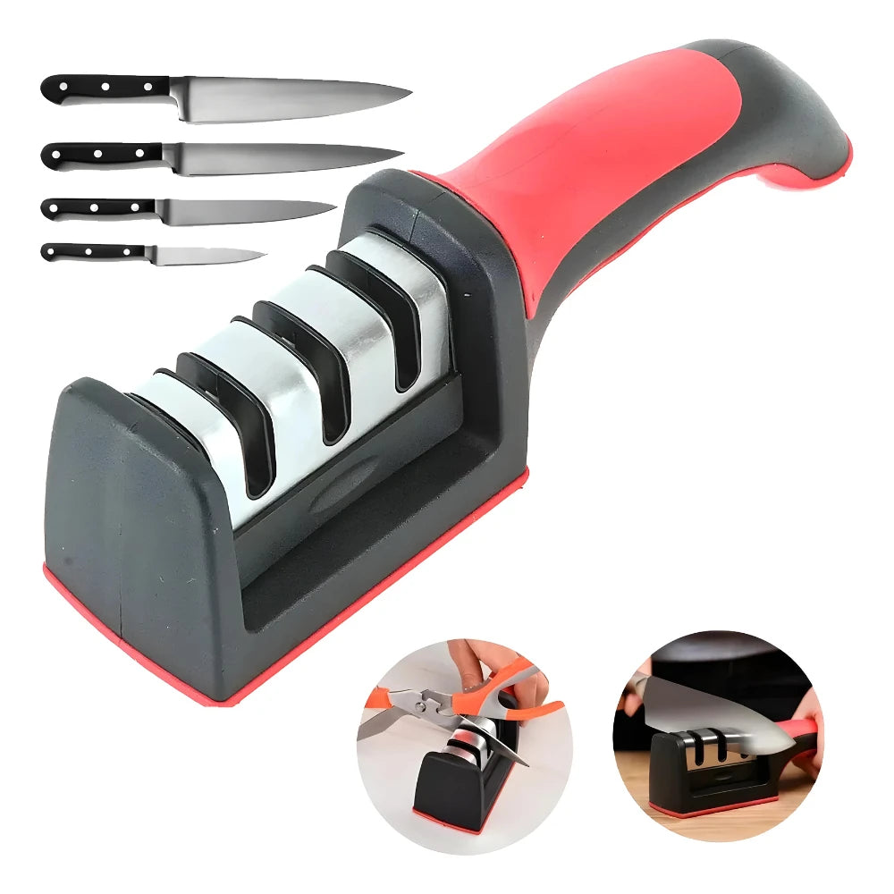 Afiador de Facas de Cozinha Inox - 3 Níveis
