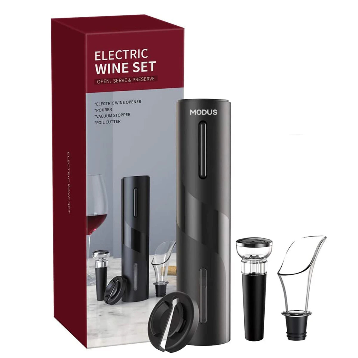 Abridor de Vinho Elétrico Automático 4 em 1 com Carregamento USB