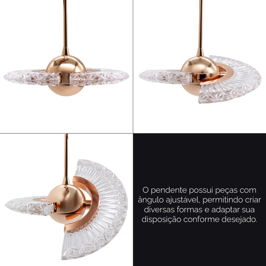 Pendente Anel Dourado PD49 - Luz quente