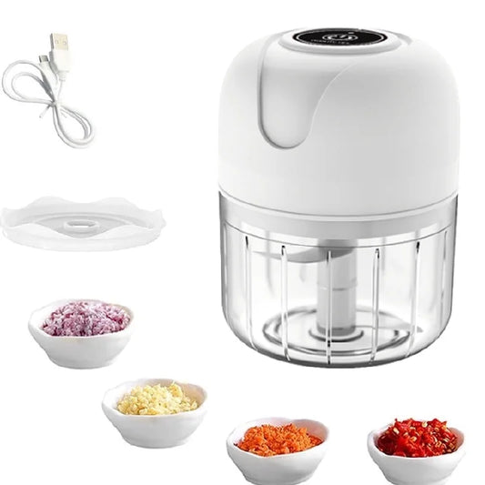 Mini Processador de Alimentos USB 250ml 3 Lâminas Inox