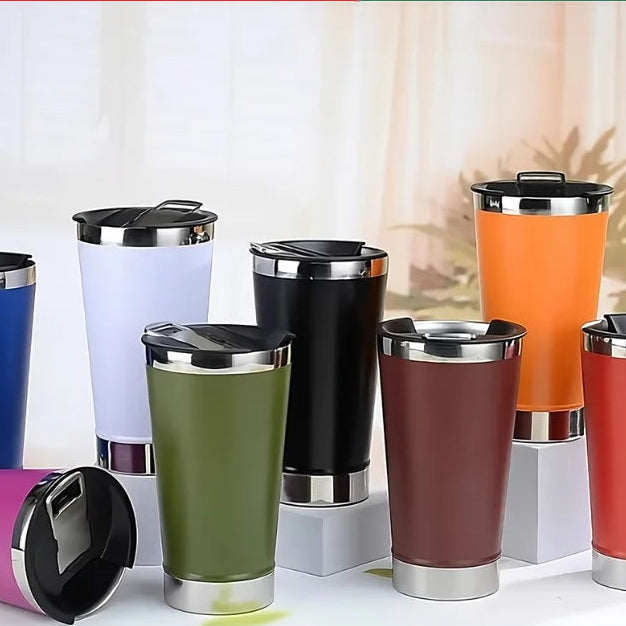 Copo térmico inox com tampa e abridor