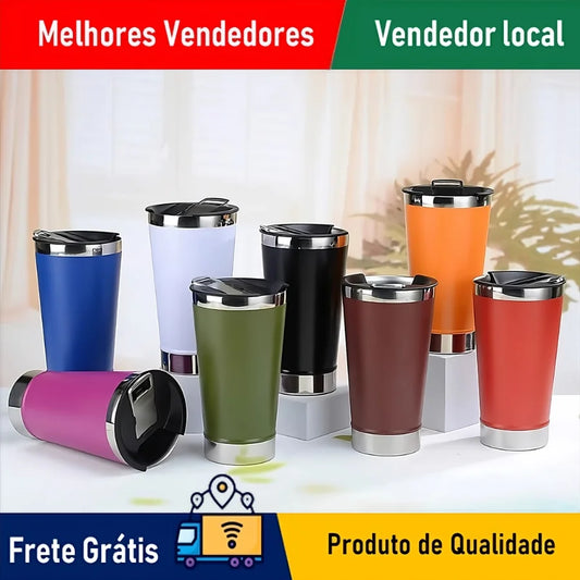 Copo Térmico Inox com Tampa e Abridor