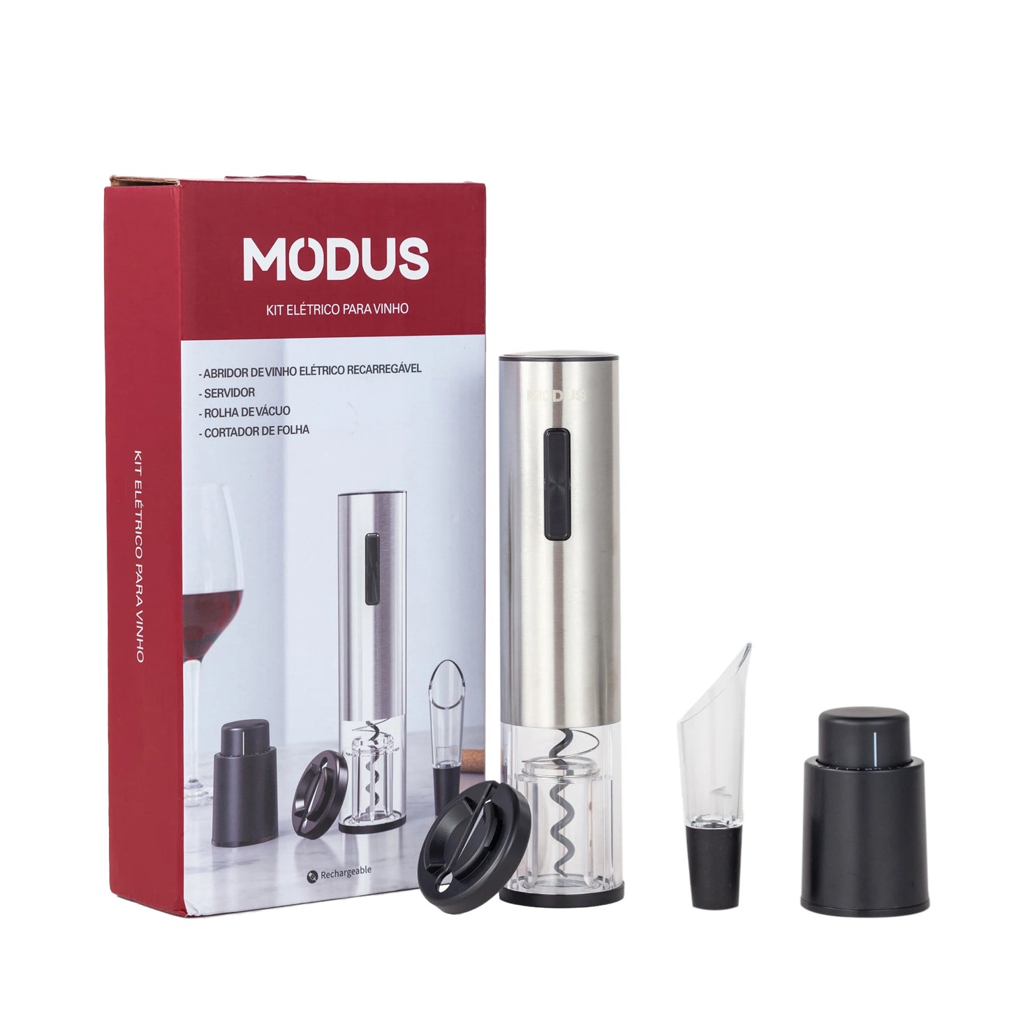 Abridor de Vinho Elétrico Automático 4 em 1 com Carregamento USB