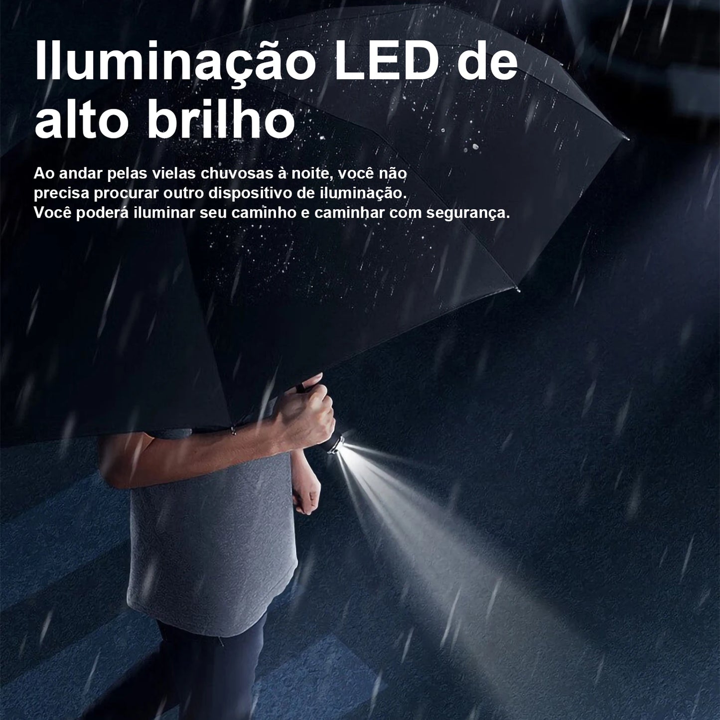 Guarda-Chuva automático com lanterna LED